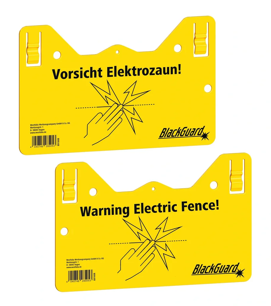 Warning sign hook - in DE/EN printed on both sides, set of 5