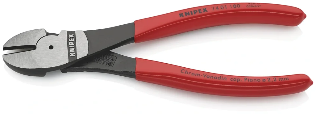 Heavy-duty side cutters with plastic coating, black atramentized, polished, 180 mm