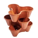 Plant pots, plant tower, stackable, terracotta, set of 3