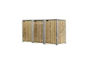 Garbage can box 240 liters, wood, natural with connector, 3 pieces