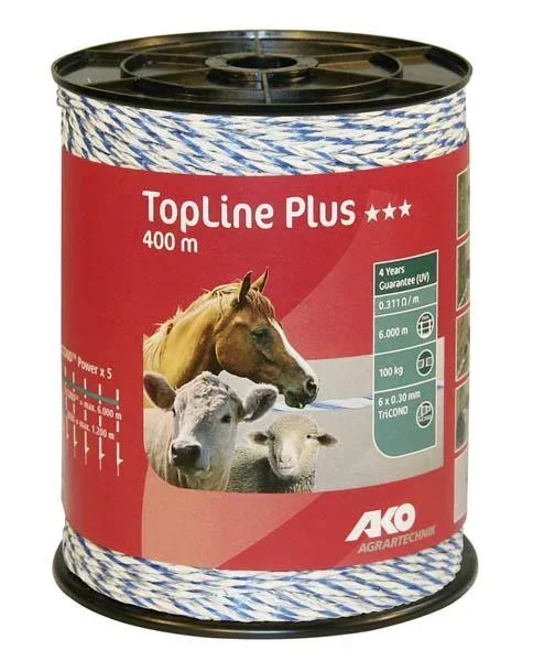 Top Line electric fence polywire, white/blue - 200 m