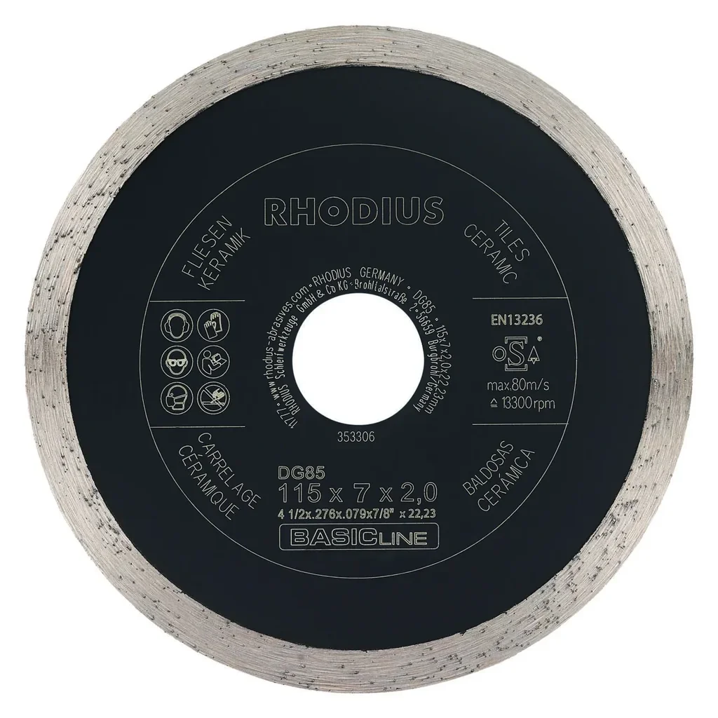 Diamond cutting disc for tiles and ceramics DG85 TILES, 115 x 7 x 2 x 22.23 mm