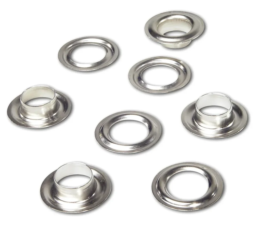 Eyelets 10.0 mm brass - nickel-plated, 25 pieces