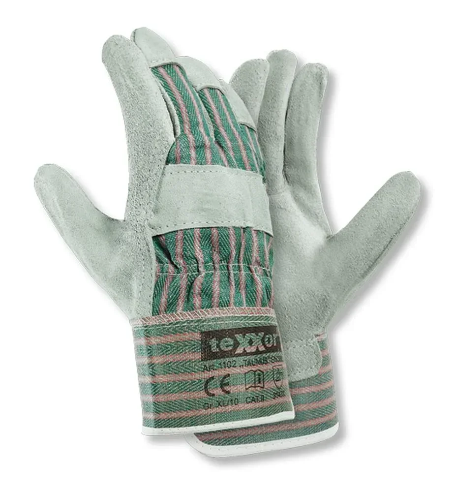Cowhide split leather gloves Taunus green/red size 10
