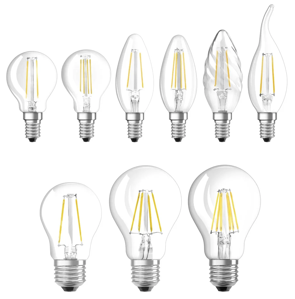 LED STAR FILAMENT lamp with 10 watts, E27, cool white, clear