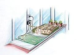 Heating mat including thermostat, 263 watts, 60 x 200 cm