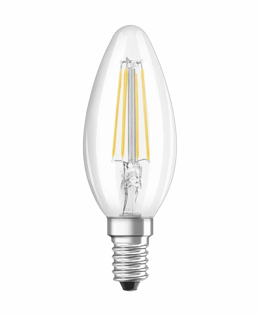 LED CLASSIC filament lamp in candle shape with 4 watts, E14, warm white, clear