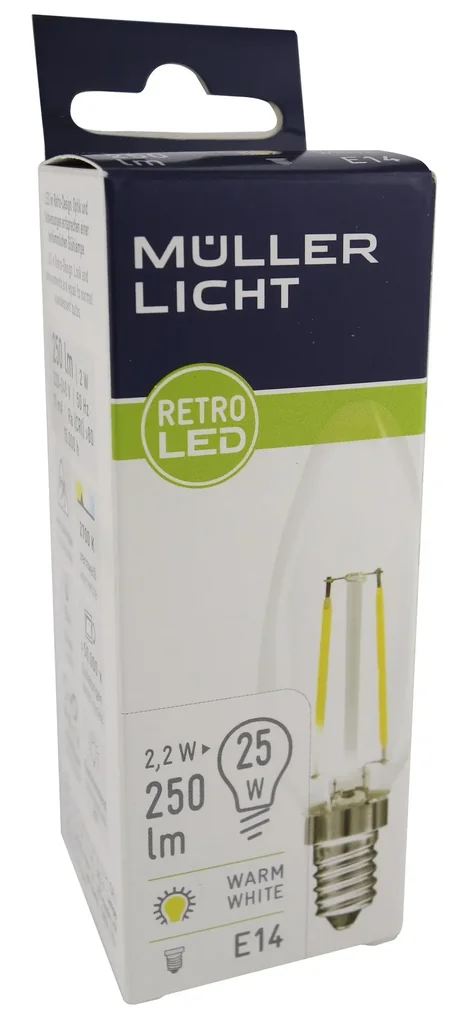Retro LED candle lamp Windgust with 2.5 watts, E14, warm white