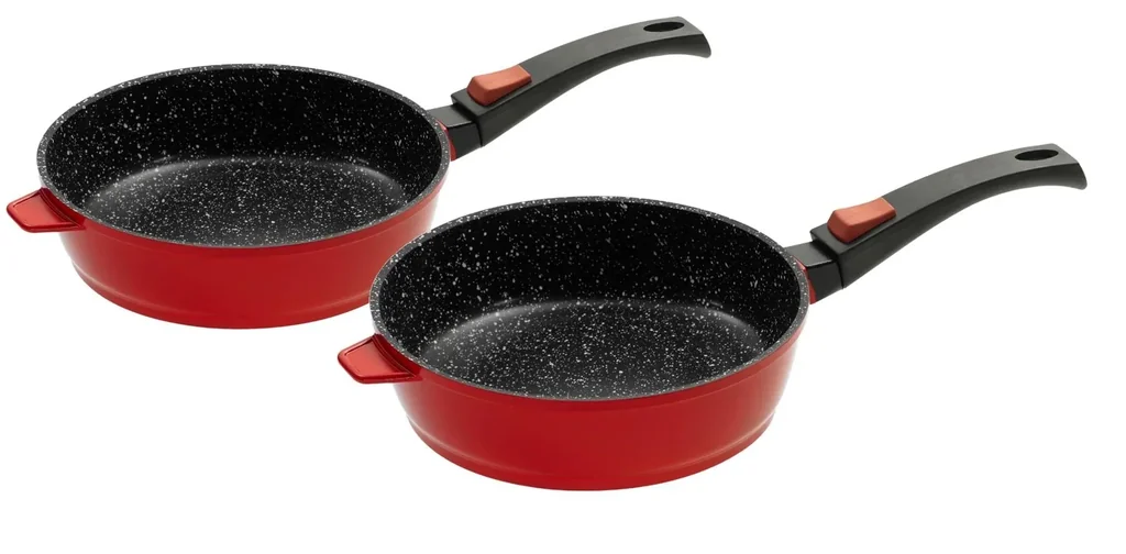 Cast aluminum frying pan with click handle, Ø 28 cm, red