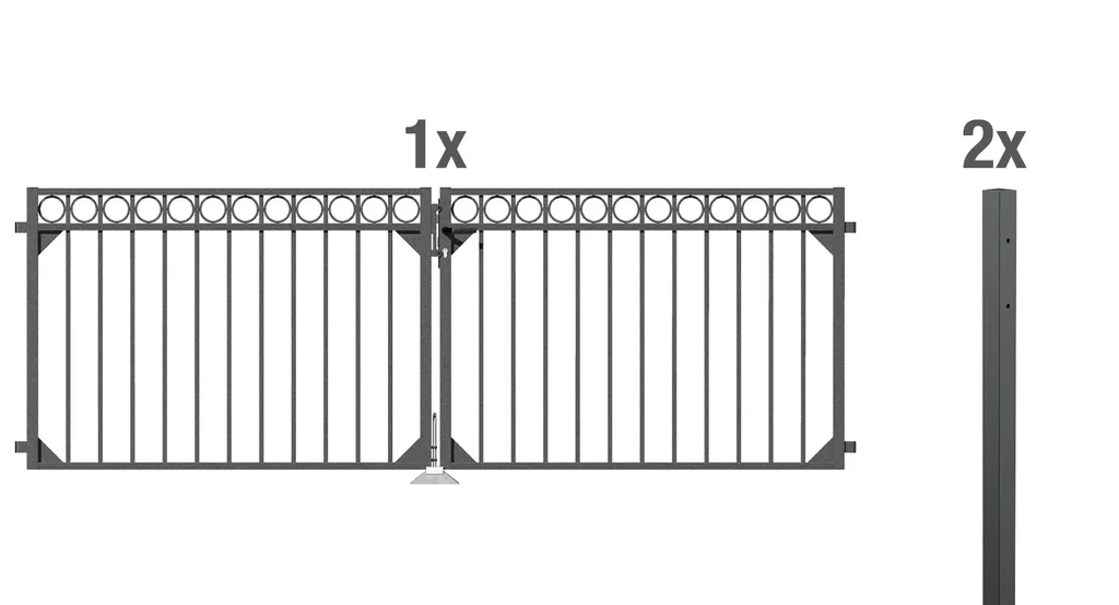 Double gate set Circle including posts 3 x 1.2 m anthracite matt