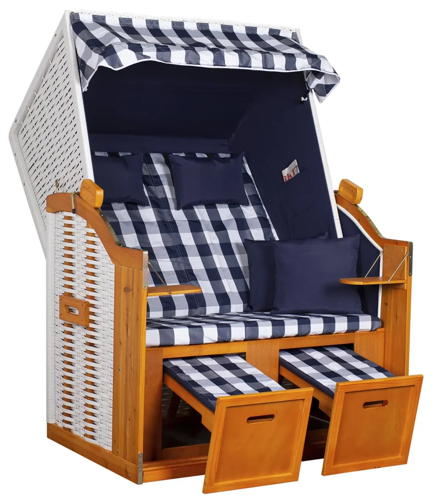 Beach chair "Ostsee" checked in blue/white