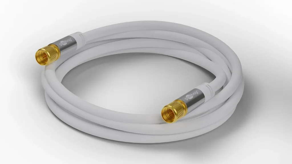 SAT antenna cable 135 dB, 4x shielded, 1 m, white - gold-plated, F-connector > F-connector (70598)