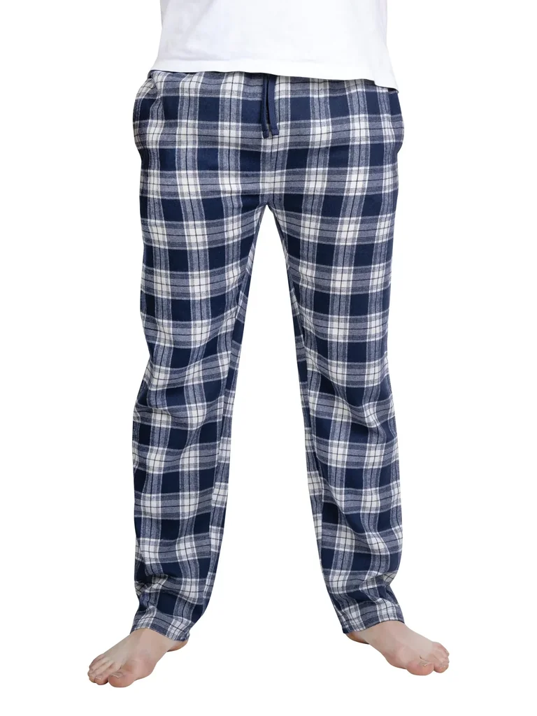 Flannel trousers in a double pack, blue checked/black checked, size L