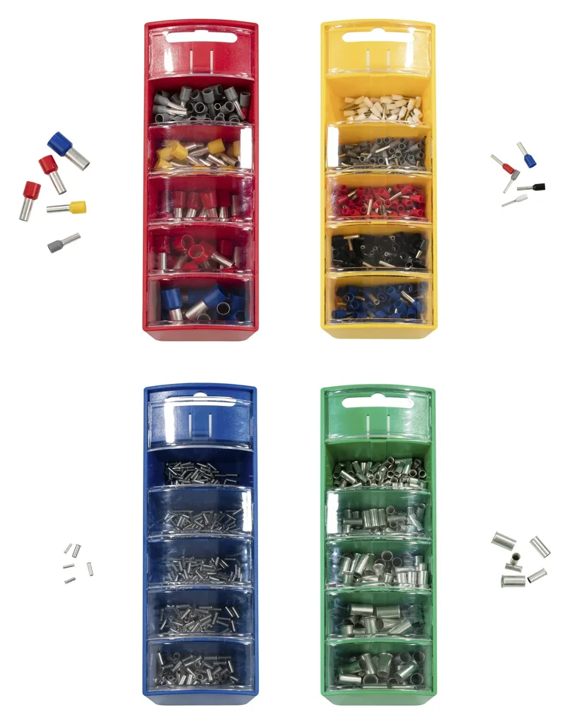 Wire end ferrules assortment in slide box blue, 0.5-2.5mm², bare tinned