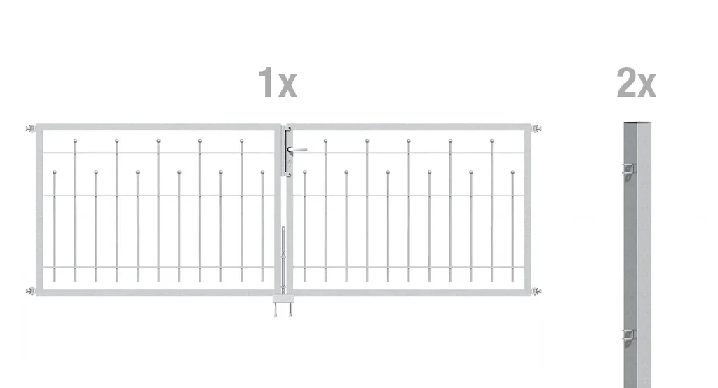 Double gate set Madrid including posts 3 x 1 m hot-dip galvanized