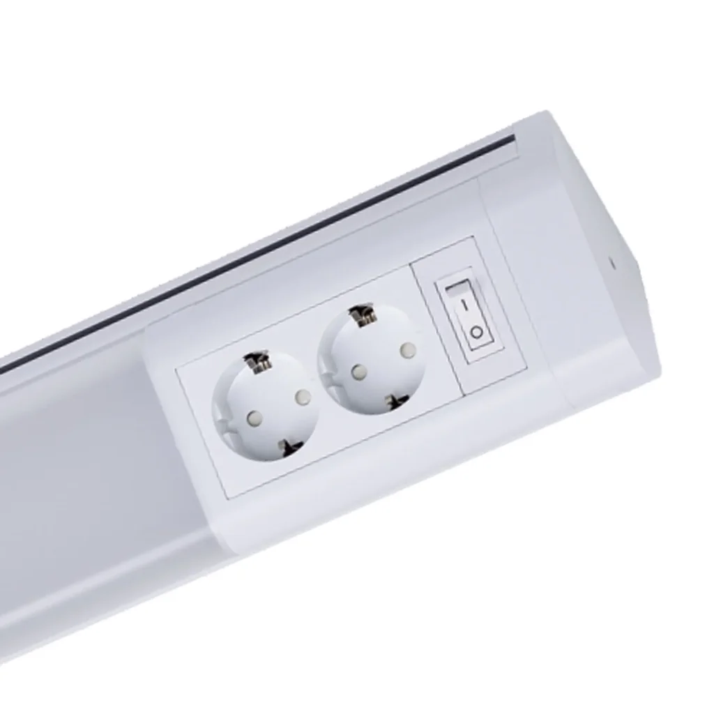 LED under-cabinet light in white with 2 sockets, 762mm