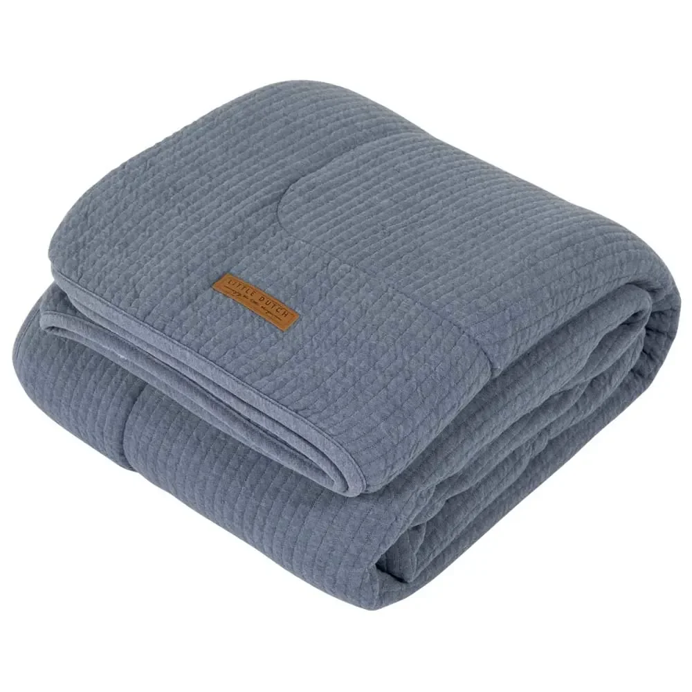 Little Dutch Baby blanket uni blue "Pure Blue, Rozmiar: 70 x 100 cm