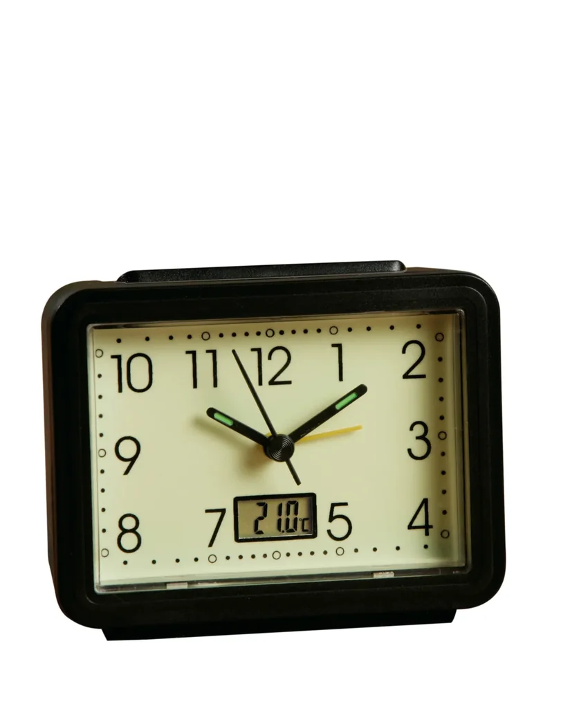 Alarm clock luminous, with temperature display, rectangular