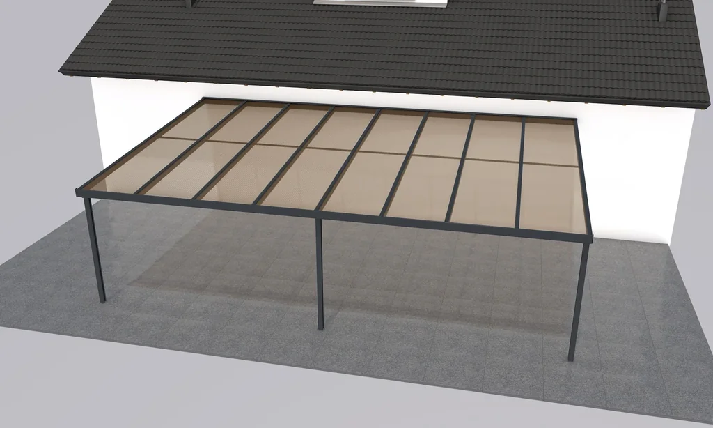 Patio roof Premium, anthracite, 8125 x 5060 mm - Acrylic multi-wall sheets 16 mm, bronze