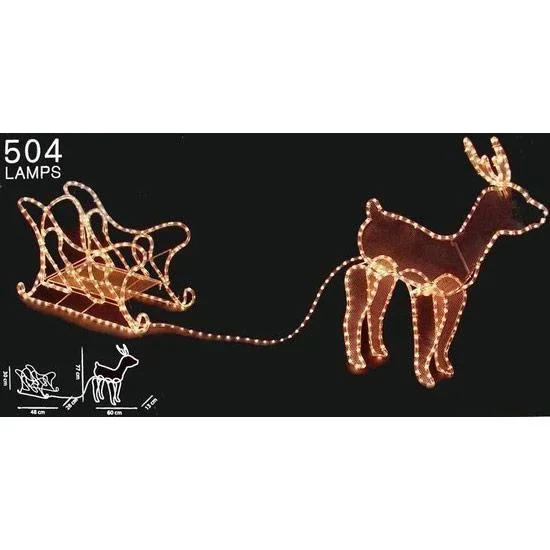 Christmas bull with sleigh - Christmas lights - 60 x 28 x 77 cm
