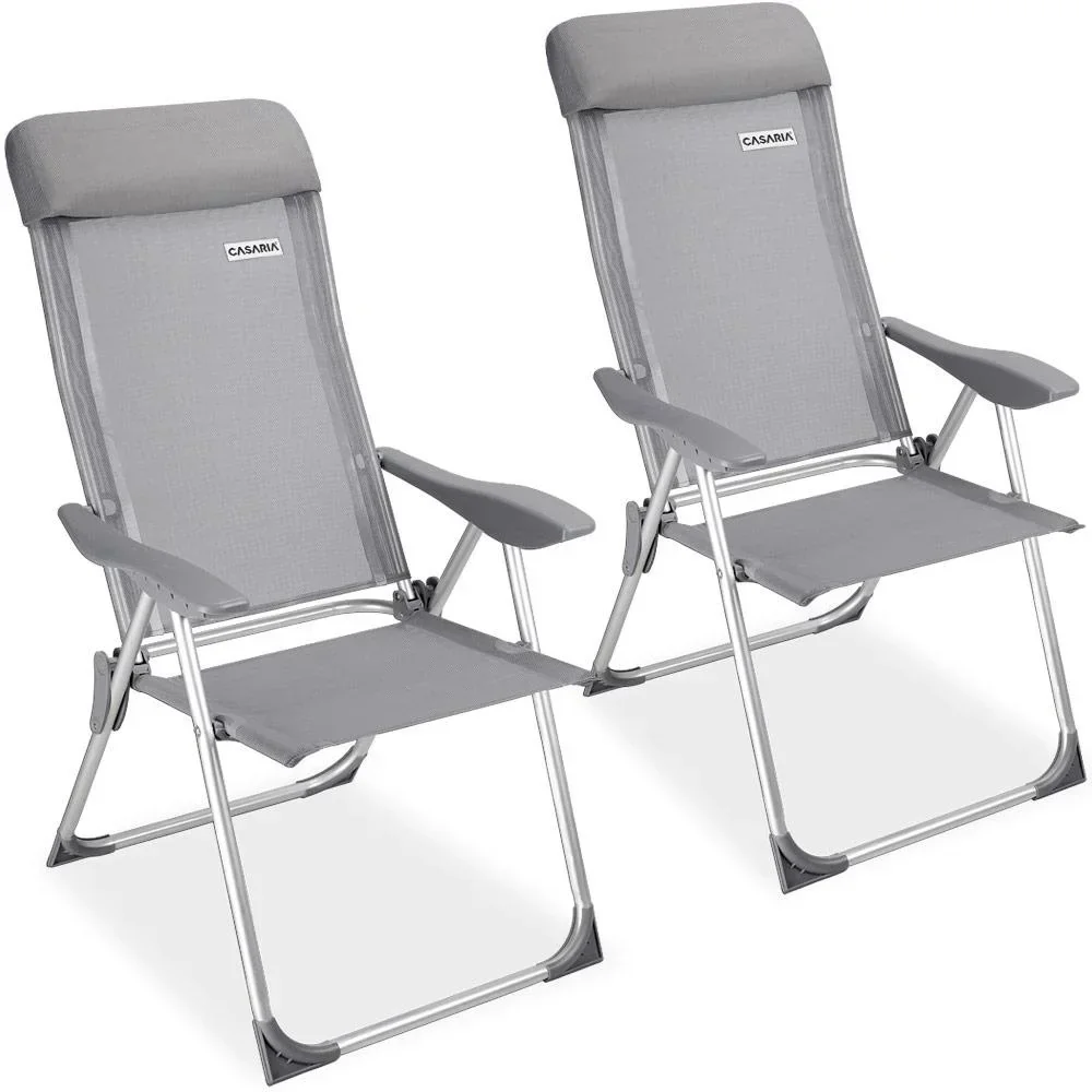 2x folding garden chairs - aluminum grey