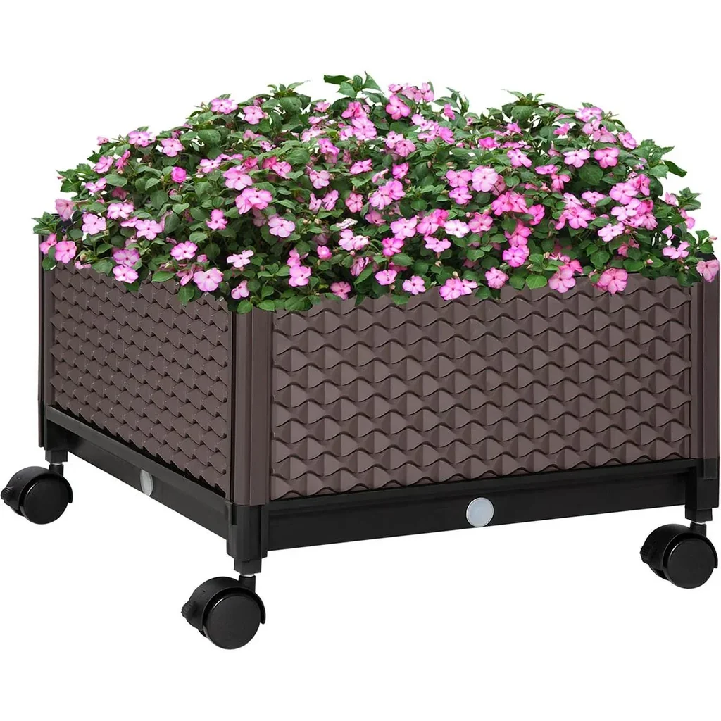 Raised bed on wheels - with drainage holes - 50 x 50 x 33 cm