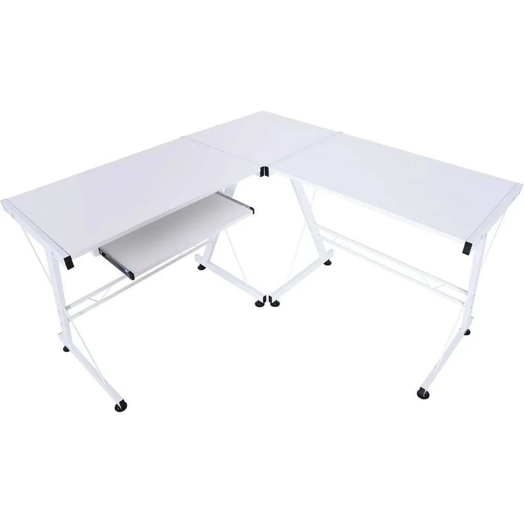 Computer desk flexible workstation MDF steel white 210 x 50 x 73.5 cm