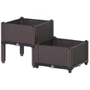 2-part raised bed in rattan look