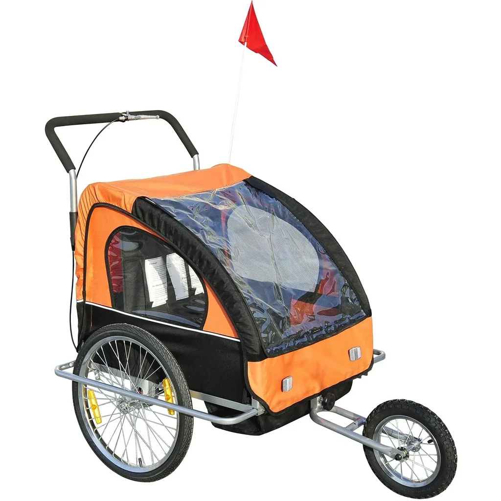 2 in 1 Jogger Child Trailer Bike Trailer Orange-Black