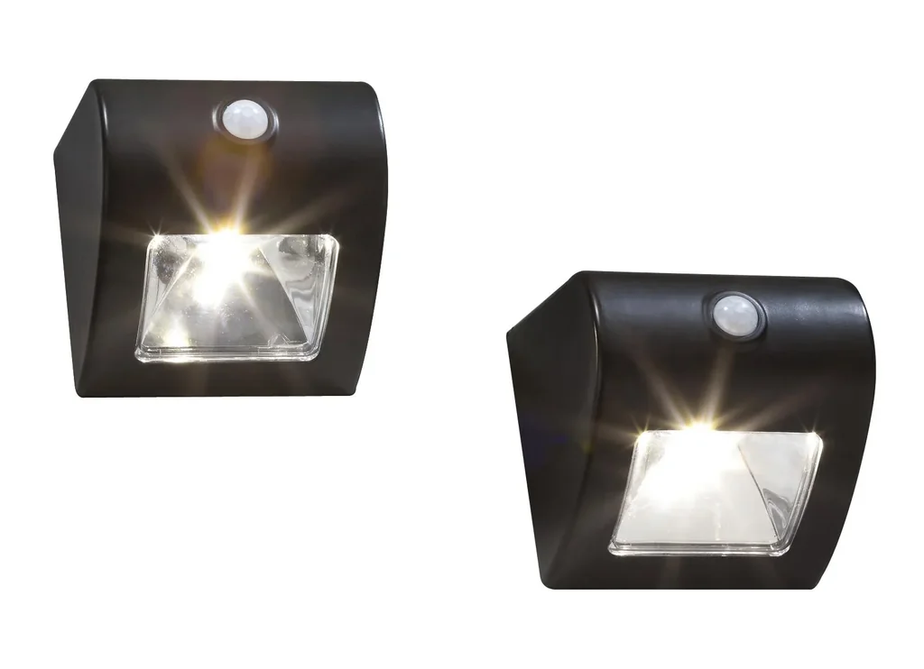Solar wall and fence light with motion detector, set of 2