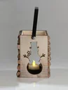 LED wooden candlestick snowman