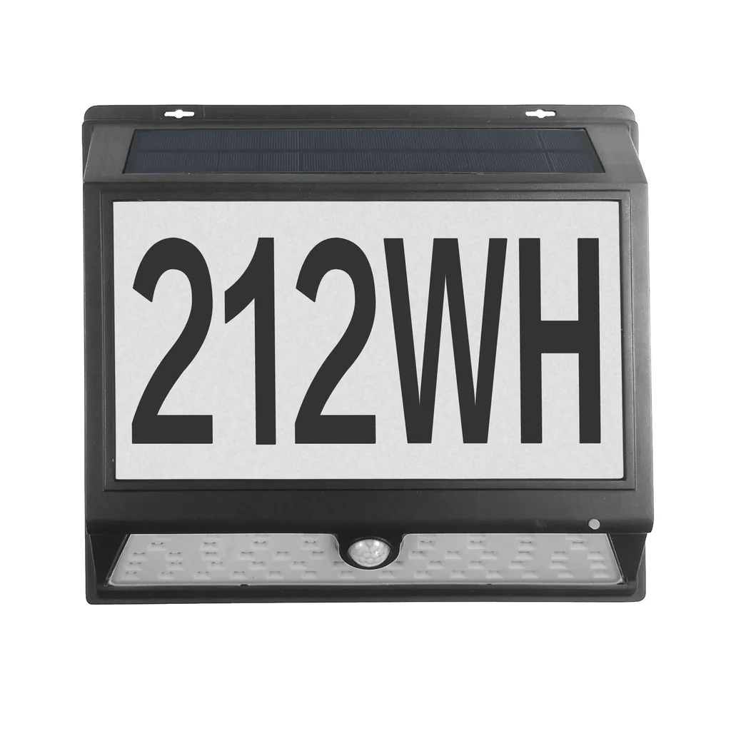 LED solar house number and wall light with motion detector