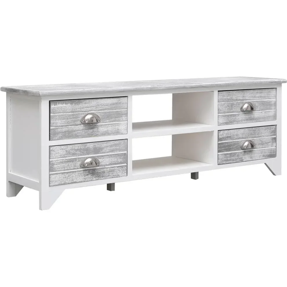 TV cabinet 115x30x40 cm paulownia wood white and grey