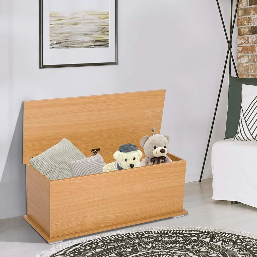 Chest storage box wooden box with folding lid beech