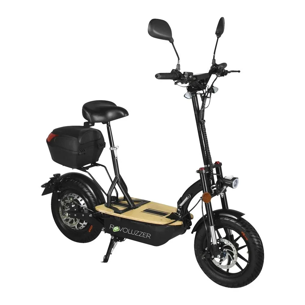 E-Scooter "Revoluzzer" Safety Plus 45 km/h including indicators, luggage case and lithium battery, black