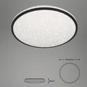 LED ceiling light with star decoration, round, Ø 49.2 cm, 48 watts, black