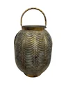 Antique metal lantern with glass insert