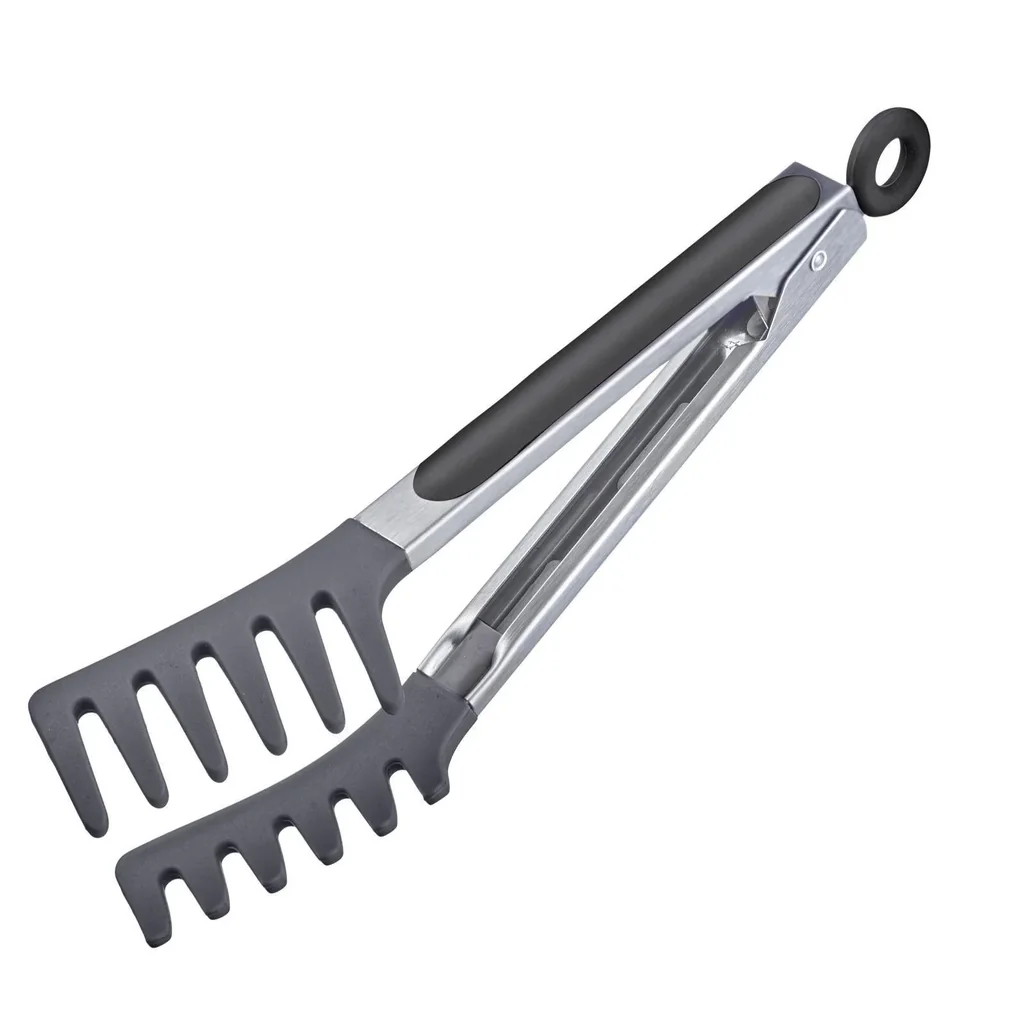 Noodle Tongs Fork 25.5 cm, Edelstahl-Silicone