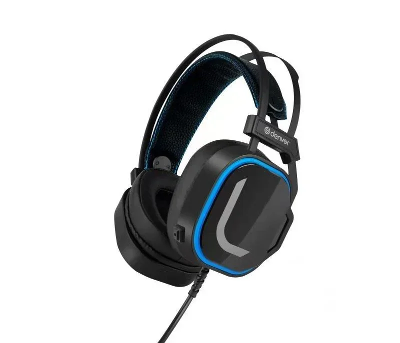 Gaming headset with USB connection and LED light, closed headphones
