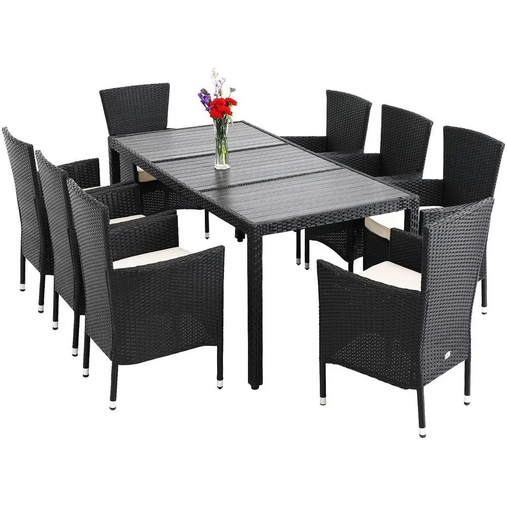 Garden set Riga Polyrotan 17-piece stackable black