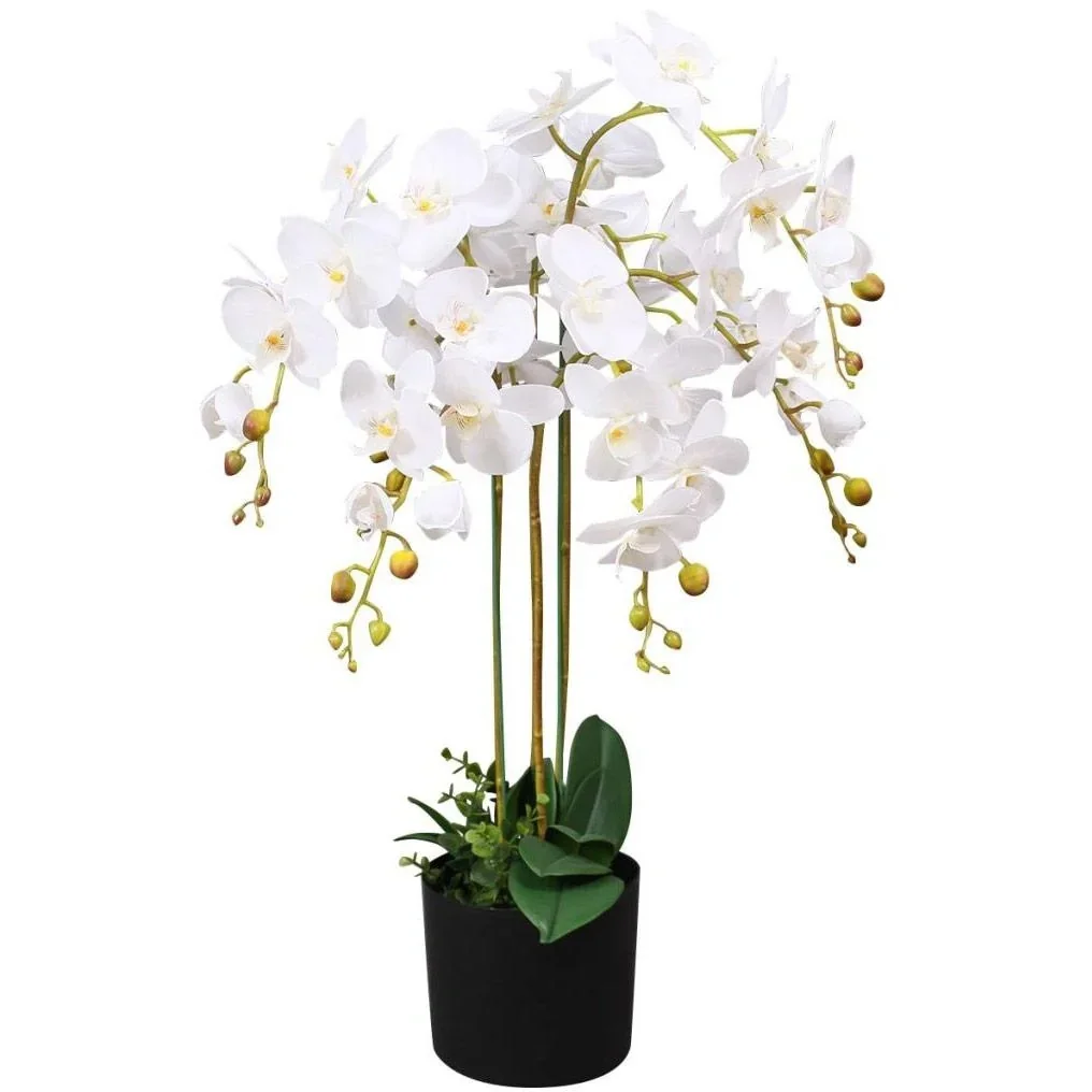 Artificial plant with pot orchid 75 cm white