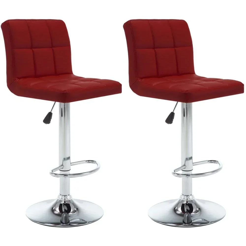 Bar stools 2 pieces faux leather wine red