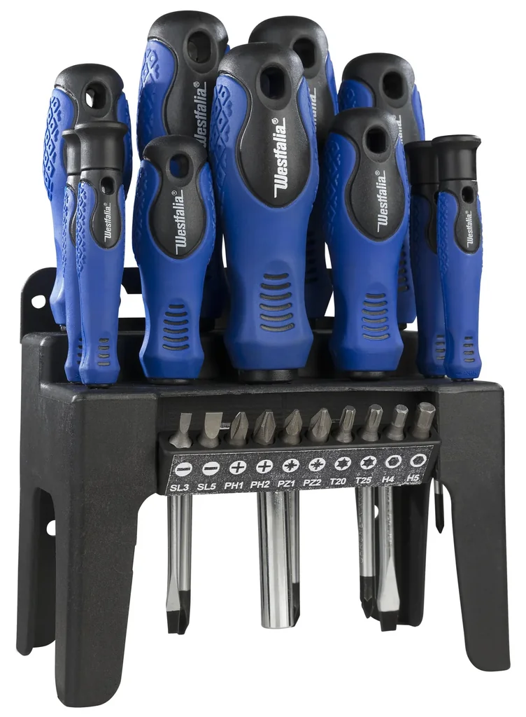 Screwdriver set, 22 pieces including magnetization device with permanent magnet