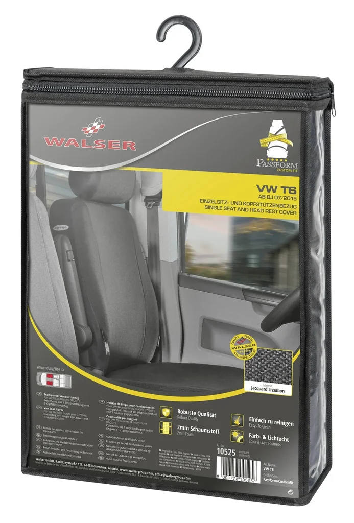 Fitted seat covers VW T6 for single front seat made of fabric from model year 07/2015 to today