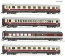 Car set with four express train carriages for the Trans-Europ-Express Saphir of the Deutsche Bundesbahn