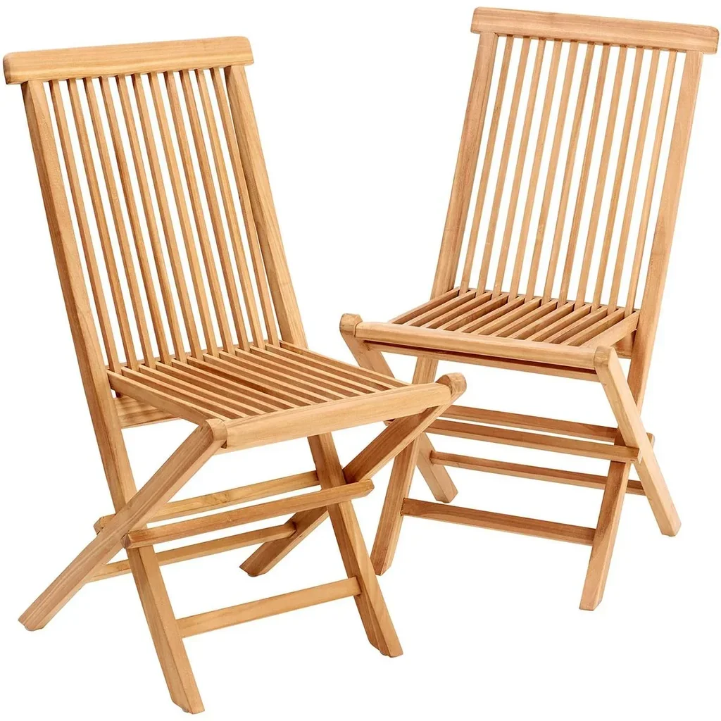 Folding garden chair 2 pieces - teak - 46.5x59x92 cm