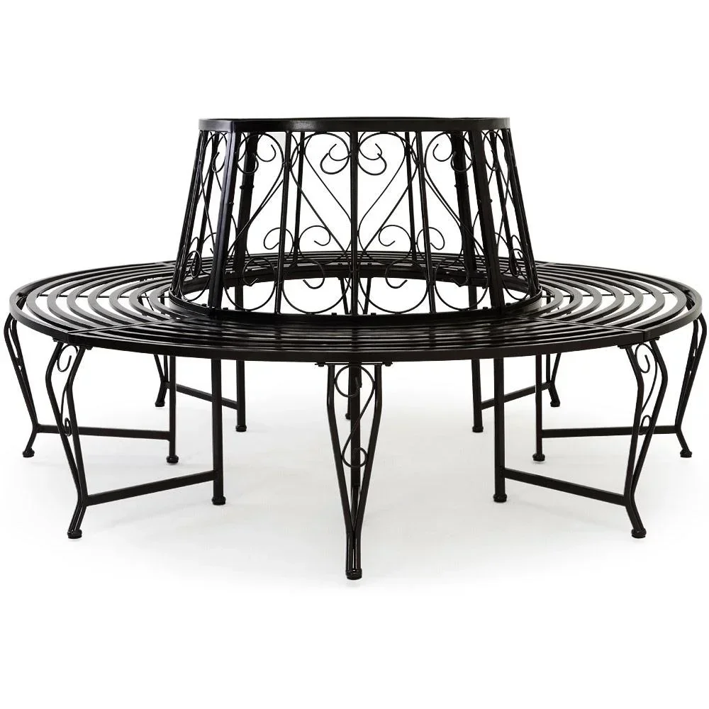 Tree bench - Garden bench - Black - Metal - Ø160 cm