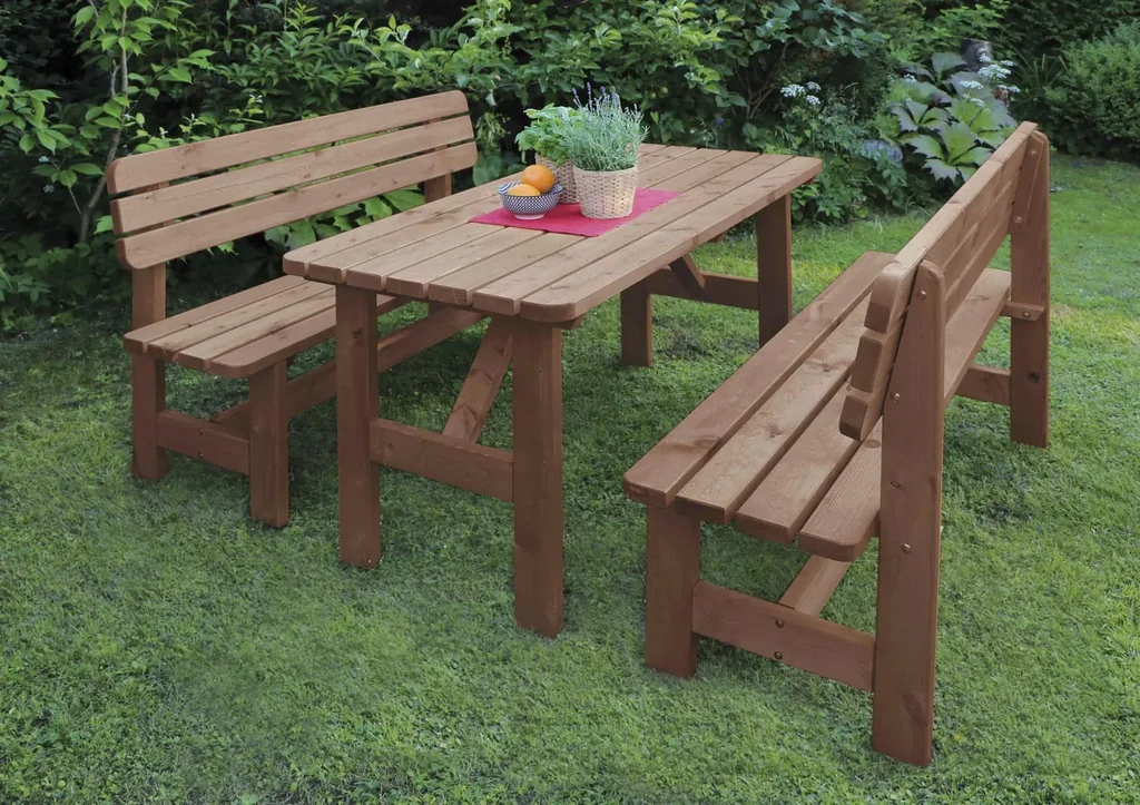 Summer wooden furniture set, taupe-brown