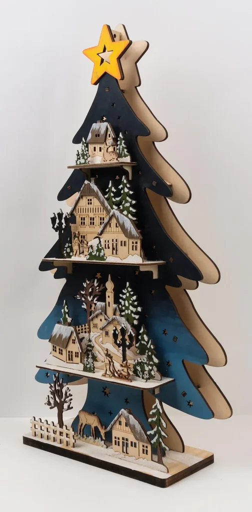 LED wooden tree chandelier