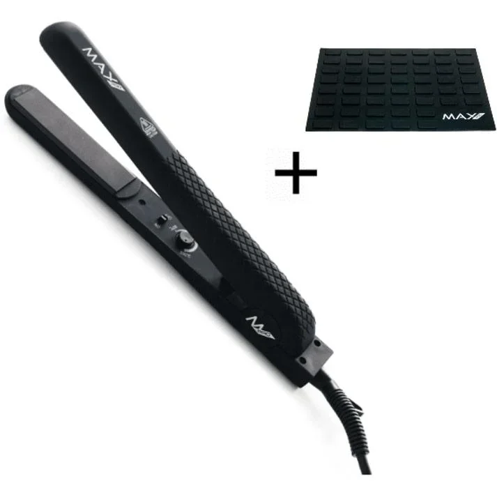 Max Pro Gloss Styling Tongs Black incl. Heat Protection Mat